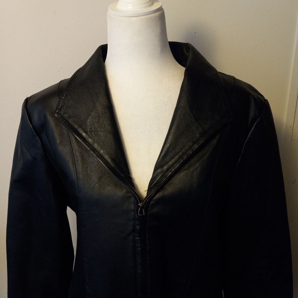 Women’s Genuine Leather Jacket in Black - Picture 2 of 11